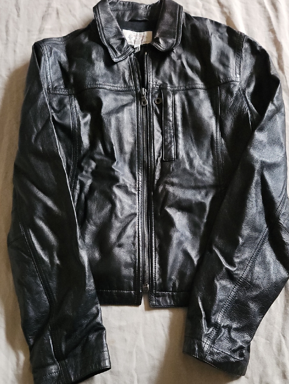 Giorgio Armani Black Leather Bomber Jacket